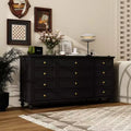 Hitow 12 Drawer Horizontal Dresser Gold Metal Pulls Chest of Drawers