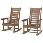 Outsunny Outdoor Rocking Chairs Set of 2, HDPE Patio Rockers with 28 High Back, Wide Armrests and Slatted Seat for Porch Backyard Balcony