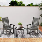 Outsunny Outdoor Rocking Chairs Set of 2, HDPE Patio Rockers with 28 High Back, Wide Armrests and Slatted Seat for Porch Backyard Balcony