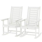 Outsunny Outdoor Rocking Chairs Set of 2, HDPE Patio Rockers with 28 High Back, Wide Armrests and Slatted Seat for Porch Backyard Balcony