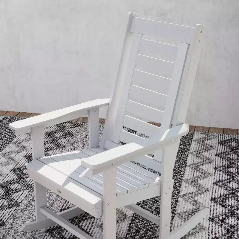 Outsunny Outdoor Rocking Chairs Set of 2, HDPE Patio Rockers with 28 High Back, Wide Armrests and Slatted Seat for Porch Backyard Balcony