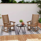 Outsunny Outdoor Rocking Chairs Set of 2, HDPE Patio Rockers with 28 High Back, Wide Armrests and Slatted Seat for Porch Backyard Balcony