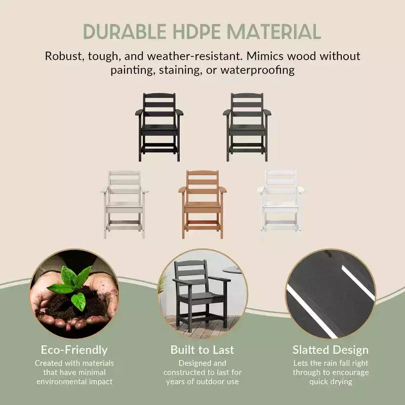 Sedia da pranzo classica con braccioli WestinTrends Ashore per esterni in HDPE, colore bianco