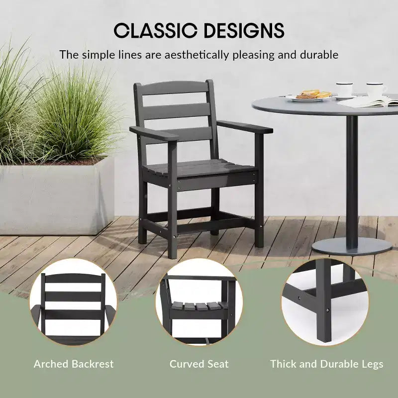 Sedia da pranzo classica con braccioli WestinTrends Ashore per esterni in HDPE, colore bianco