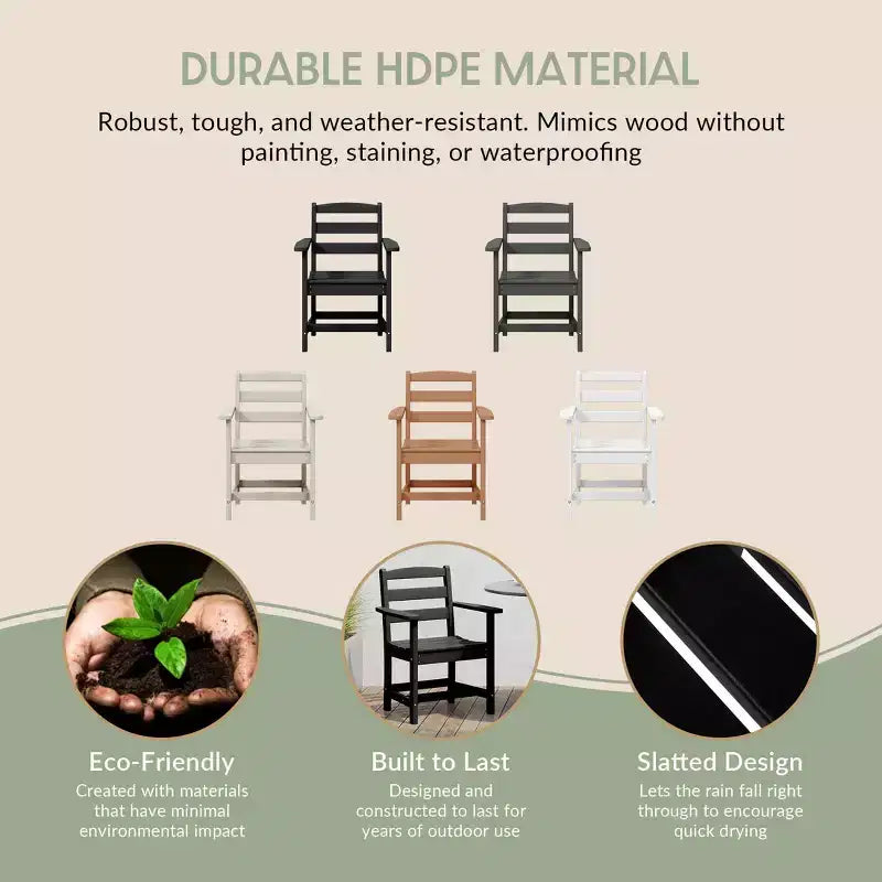 Sedia da pranzo classica con braccioli WestinTrends Ashore per esterni in HDPE, colore bianco