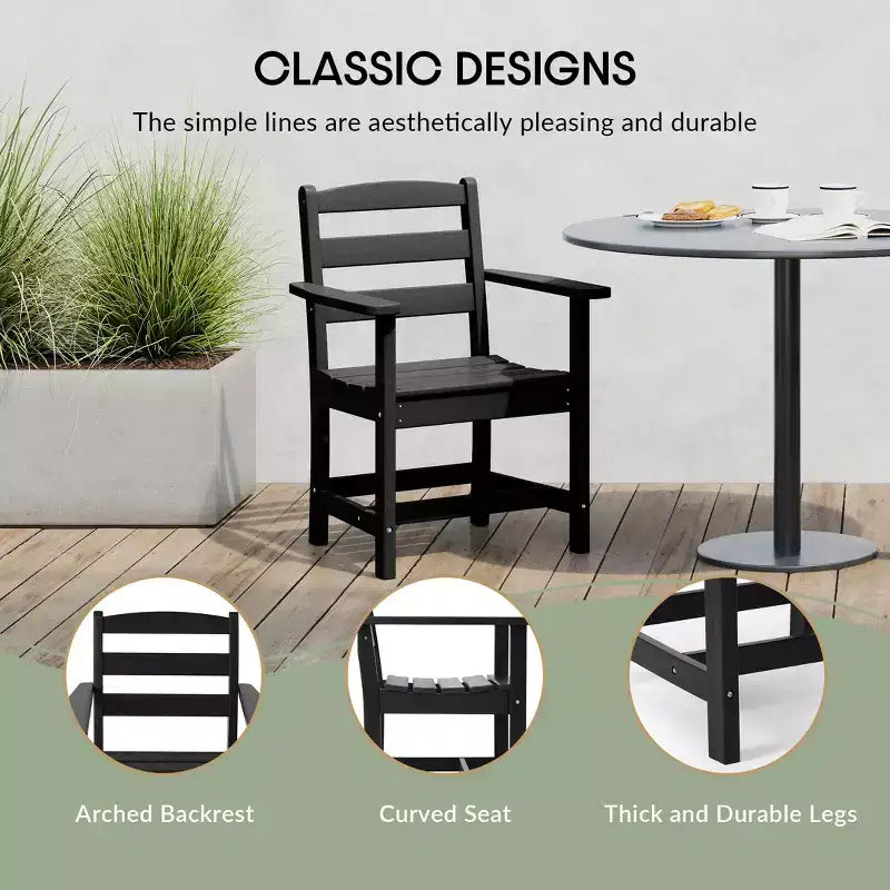 Sedia da pranzo classica con braccioli WestinTrends Ashore per esterni in HDPE, colore bianco