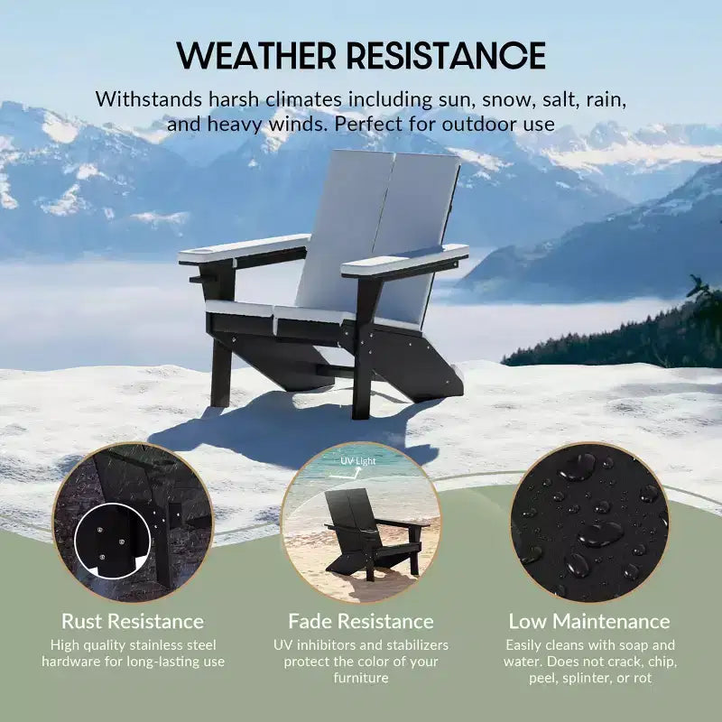 WestinTrends Riviera Outdoor HDPE Modern Adirondack Chair with Cup Holder, White