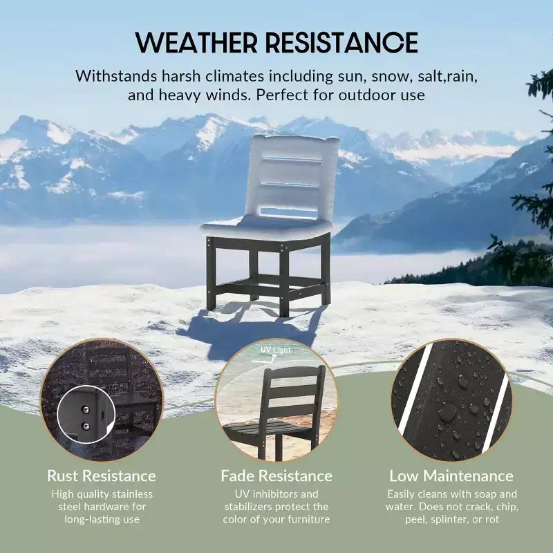 WestinTrends Ashore Sedia da pranzo laterale senza braccioli classica da esterno in HDPE, grigia