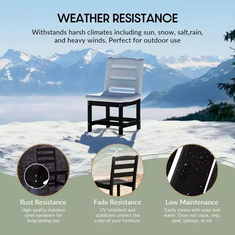 WestinTrends Ashore Sedia da pranzo laterale senza braccioli classica da esterno in HDPE, grigia