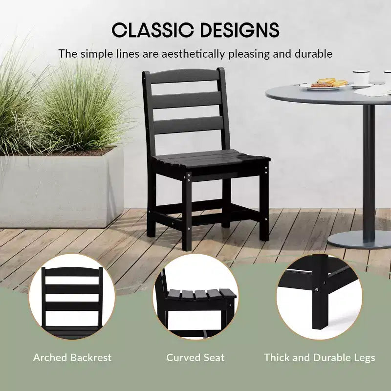 WestinTrends Ashore Sedia da pranzo laterale senza braccioli classica da esterno in HDPE, grigia