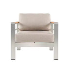 Poltrona da club da esterno Christopher Knight Home Therone in alluminio con cuscini, argento/beige