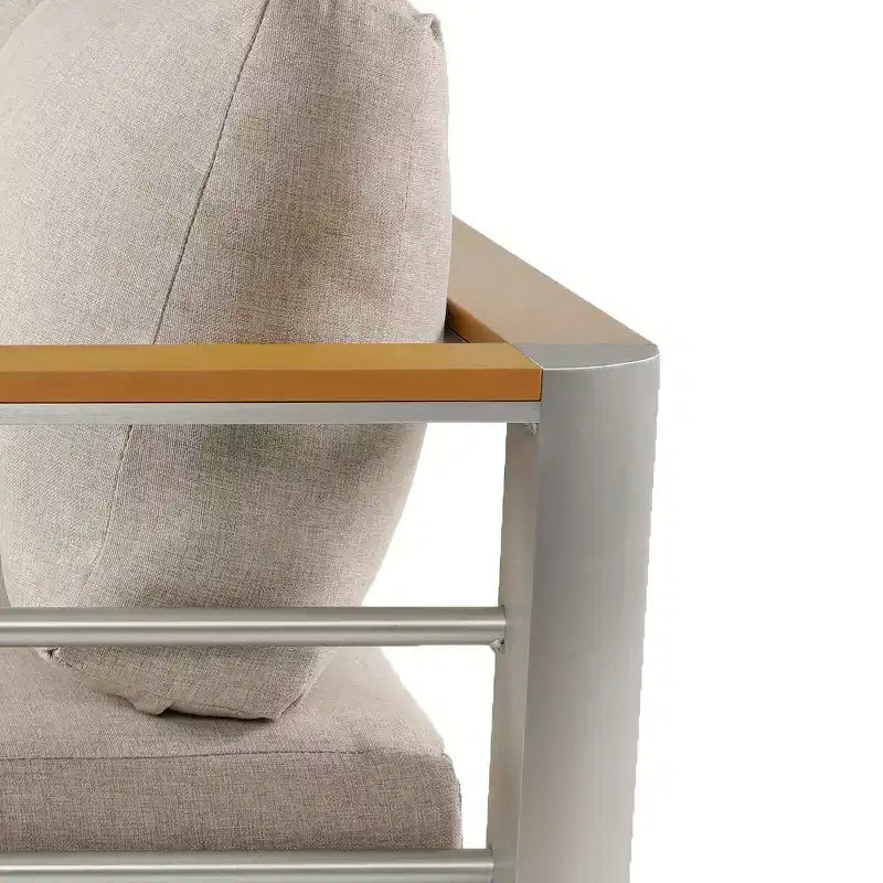 Poltrona da club da esterno Christopher Knight Home Therone in alluminio con cuscini, argento/beige