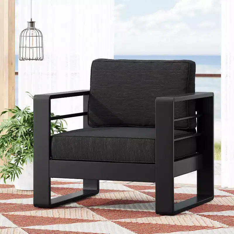 Poltrona da esterno Christopher Knight Home Raban in alluminio con cuscini