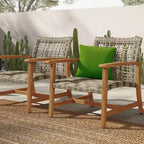 GDFStudio Savannah Sedie Club da Esterno in Legno di Acacia e Vimini (Set da 2)