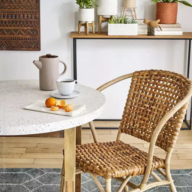 texxture Confezione da 2 sedie da bistrò in rattan intrecciato lilla, per sala da pranzo o cucina, per tavolo da portico, struttura in palo di rattan, mobili per la casa, naturale
