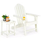 Costway 2 PCS Patio Adirondack Chair Side Table HDPE Weather Resistant Cup Holder Navy/White
