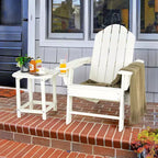 Costway 2 PCS Patio Adirondack Chair Side Table HDPE Weather Resistant Cup Holder Navy/White