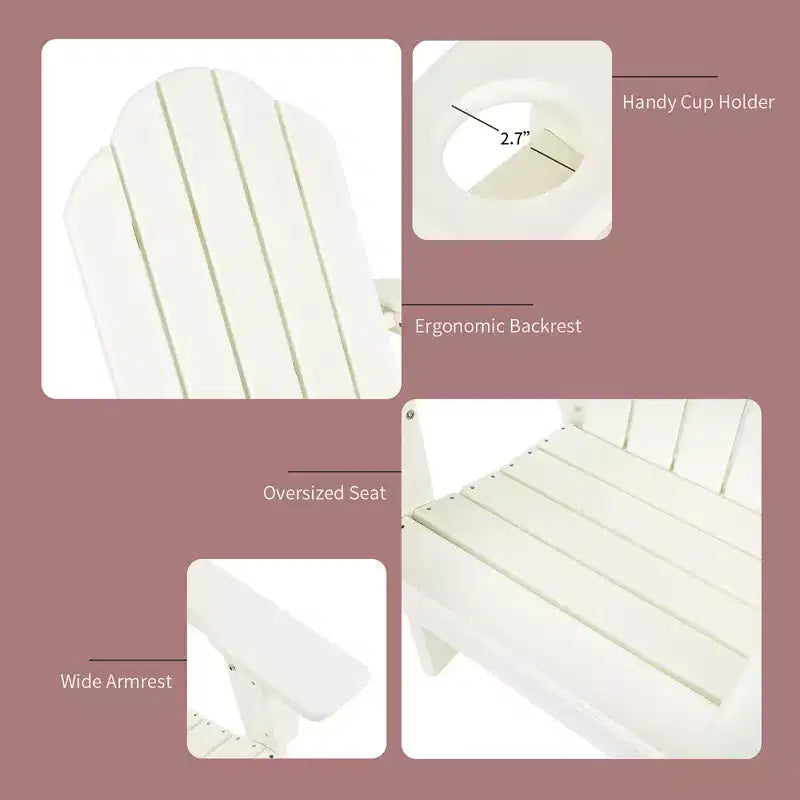 Costway 2 PCS Patio Adirondack Chair Side Table HDPE Weather Resistant Cup Holder Navy/White