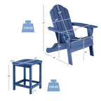 Costway 2 PCS Patio Adirondack Chair Side Table HDPE Weather Resistant Cup Holder Navy/White