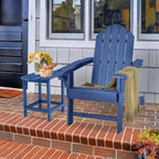 Costway 2 PCS Patio Adirondack Chair Side Table HDPE Weather Resistant Cup Holder Navy/White