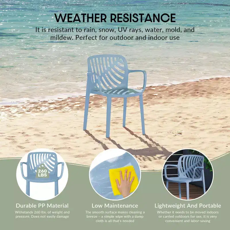 WestinTrends Playa Sedie da pranzo moderne impilabili per esterni con braccioli (Set da 2)