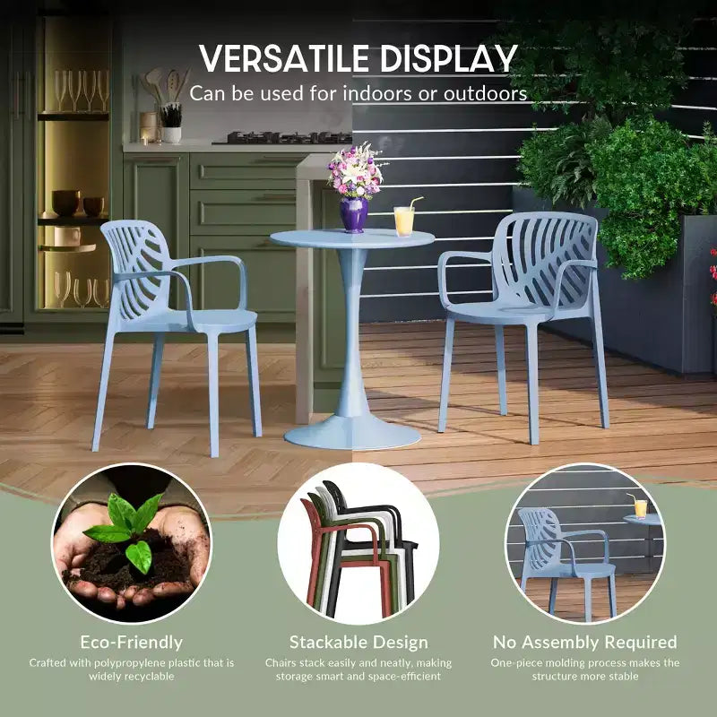 WestinTrends Playa Sedie da pranzo moderne impilabili per esterni con braccioli (Set da 2)