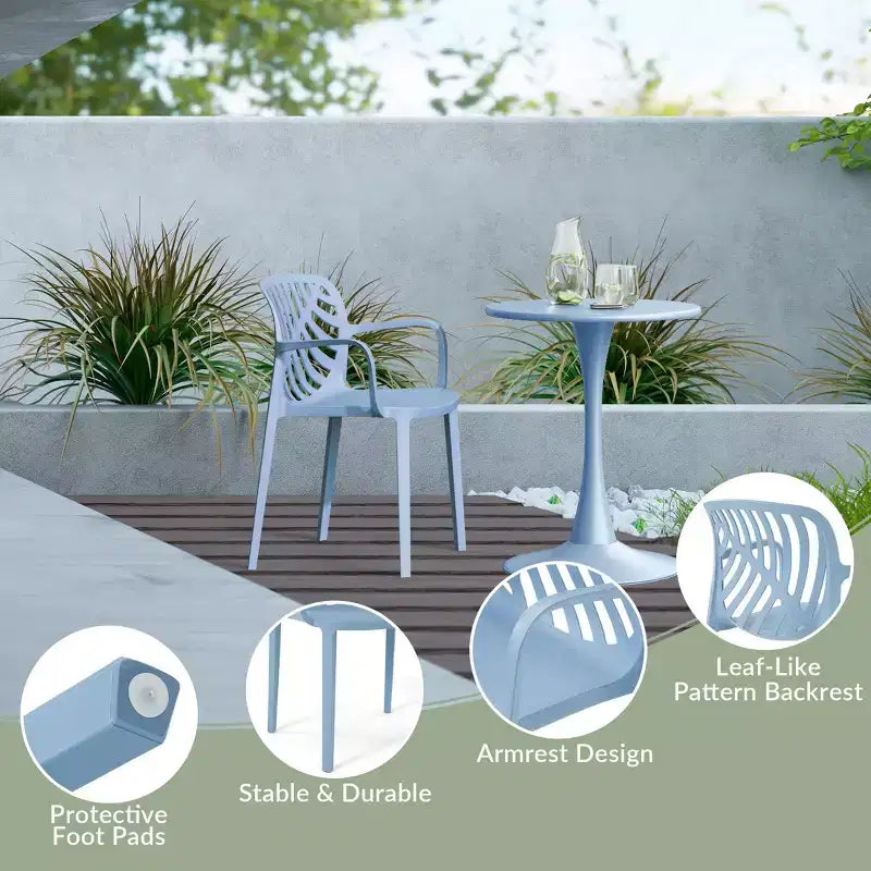 WestinTrends Playa Sedie da pranzo moderne impilabili per esterni con braccioli (Set da 2)