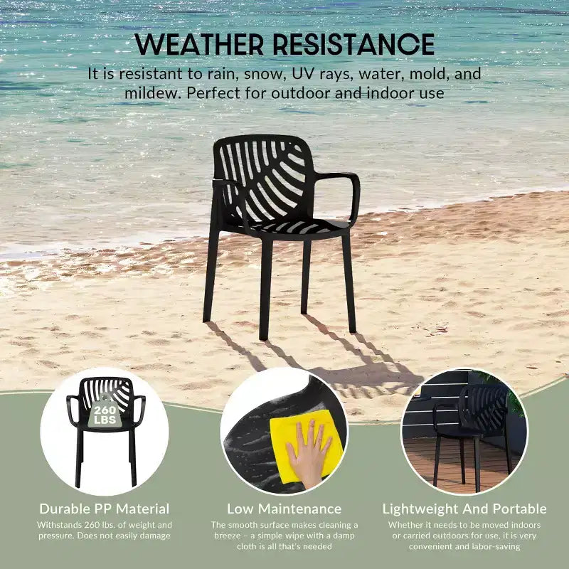 WestinTrends Playa Sedie da pranzo moderne impilabili per esterni con braccioli (Set da 2)