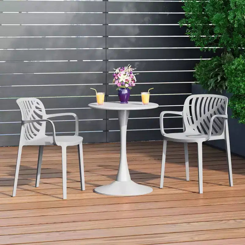 WestinTrends Playa Sedie da pranzo moderne impilabili per esterni con braccioli (Set da 2)
