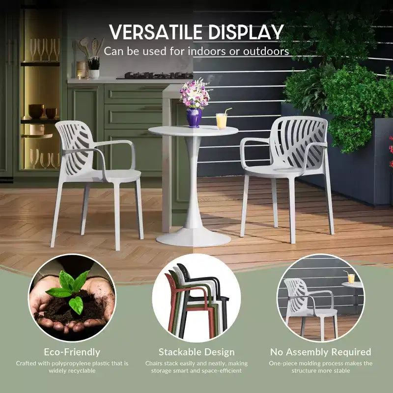 WestinTrends Playa Sedie da pranzo moderne impilabili per esterni con braccioli (Set da 2)