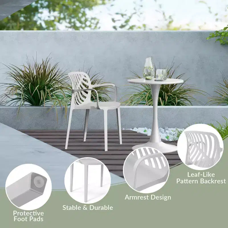 WestinTrends Playa Sedie da pranzo moderne impilabili per esterni con braccioli (Set da 2)
