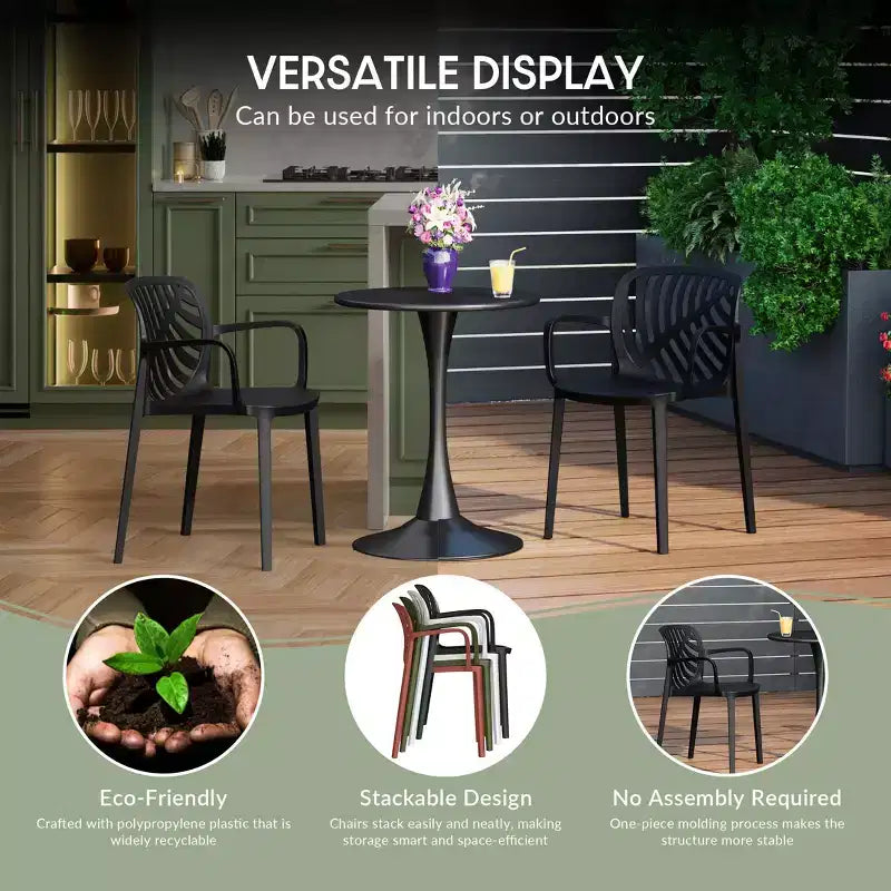 WestinTrends Playa Sedie da pranzo moderne impilabili per esterni con braccioli (Set da 2)