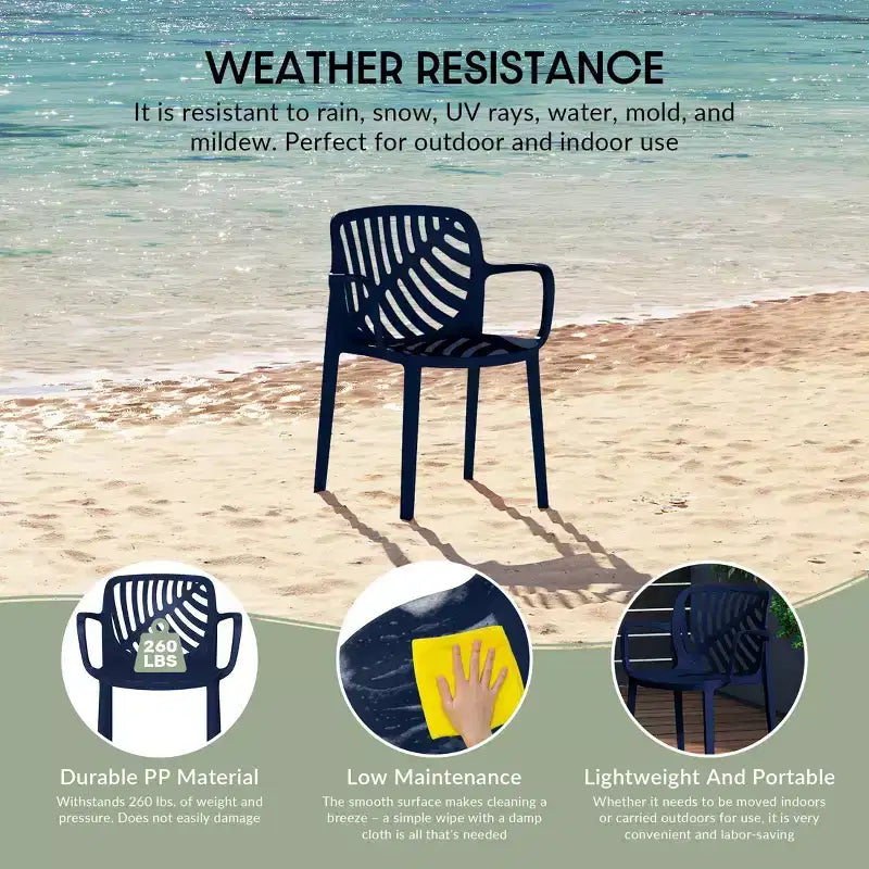 WestinTrends Playa Sedie da pranzo moderne impilabili per esterni con braccioli (Set da 2)