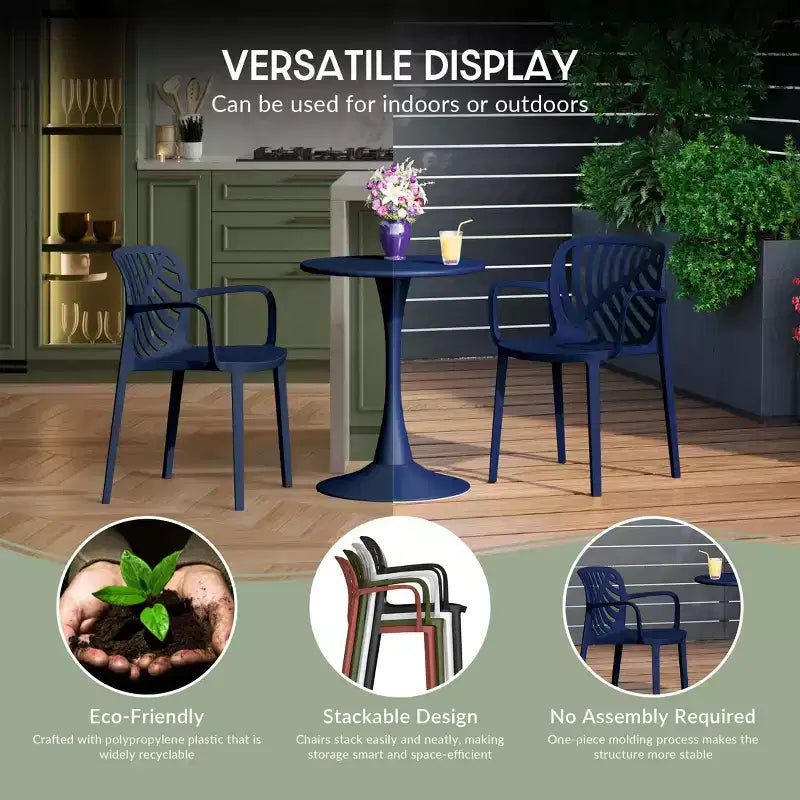 WestinTrends Playa Sedie da pranzo moderne impilabili per esterni con braccioli (Set da 2)