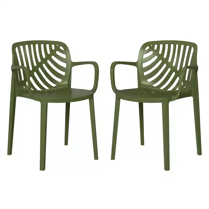 WestinTrends Playa Sedie da pranzo moderne impilabili per esterni con braccioli (Set da 2)