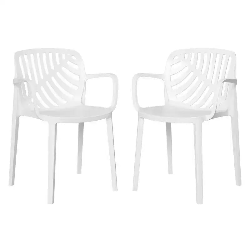 WestinTrends Playa Sedie da pranzo moderne impilabili per esterni con braccioli (Set da 2)