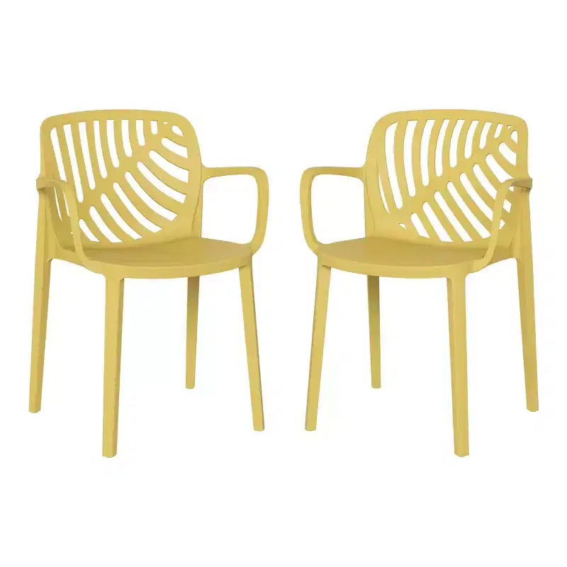 WestinTrends Playa Sedie da pranzo moderne impilabili per esterni con braccioli (Set da 2)