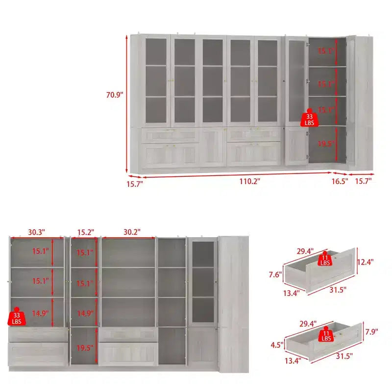 Mobile versatile in legno Famapy personalizzabile come libreria, mobile laterale o da cucina