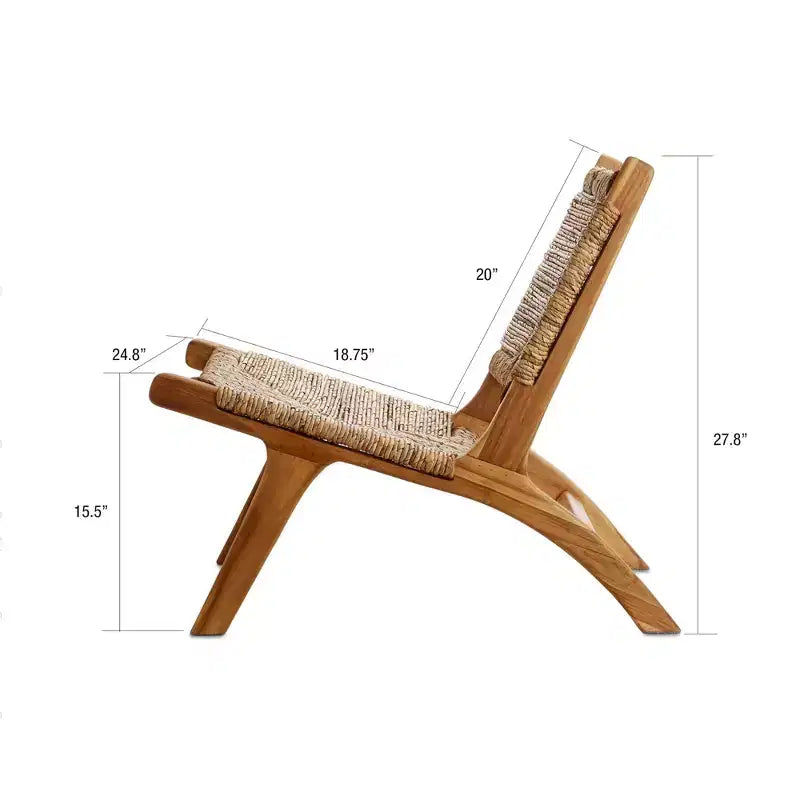 Sedia texxture Copenhagen Banana Tree Bark, Mobili d'accento da interno ed esterno per tavolo da pranzo o cucina o portico con gambe in legno, Naturale