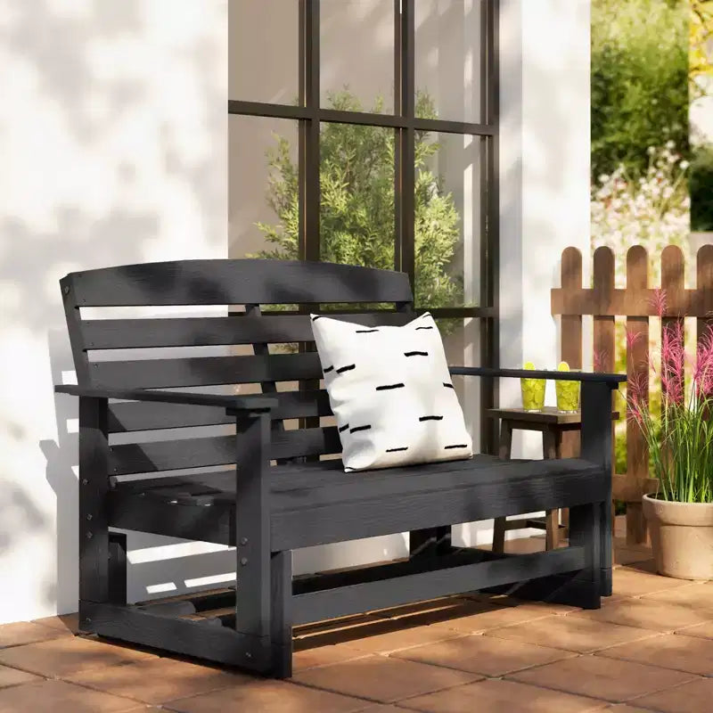 Outsunny Dondolo da Giardino per 2 Persone Poltrona a Dondolo Doppia per Esterni con Telaio in HDPE a Doghe per Giardino e Veranda