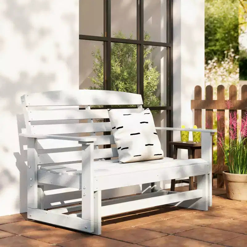 Outsunny Dondolo da Giardino per 2 Persone Poltrona a Dondolo Doppia per Esterni con Telaio in HDPE a Doghe per Giardino e Veranda