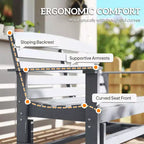 Outsunny Dondolo da Giardino per 2 Persone Poltrona a Dondolo Doppia per Esterni con Telaio in HDPE a Doghe per Giardino e Veranda