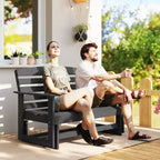 Outsunny Dondolo da Giardino per 2 Persone Poltrona a Dondolo Doppia per Esterni con Telaio in HDPE a Doghe per Giardino e Veranda