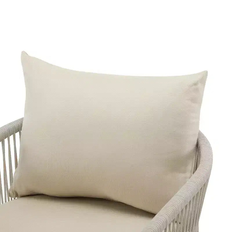 Sedia da salotto/poltrona da patio 24W con schienale curvo, comfort imbottito e design elegante a trama intrecciata, alluminio, Beige+Naturale/Grigio-ModernL