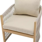 Sedia da salotto/poltrona da patio 24W con schienale curvo, comfort imbottito e design elegante a trama intrecciata, alluminio, Beige+Naturale/Grigio-ModernL
