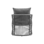 Sedia da salotto/poltrona da patio 24W con schienale curvo, comfort imbottito e design elegante a trama intrecciata, alluminio, Beige+Naturale/Grigio-ModernL