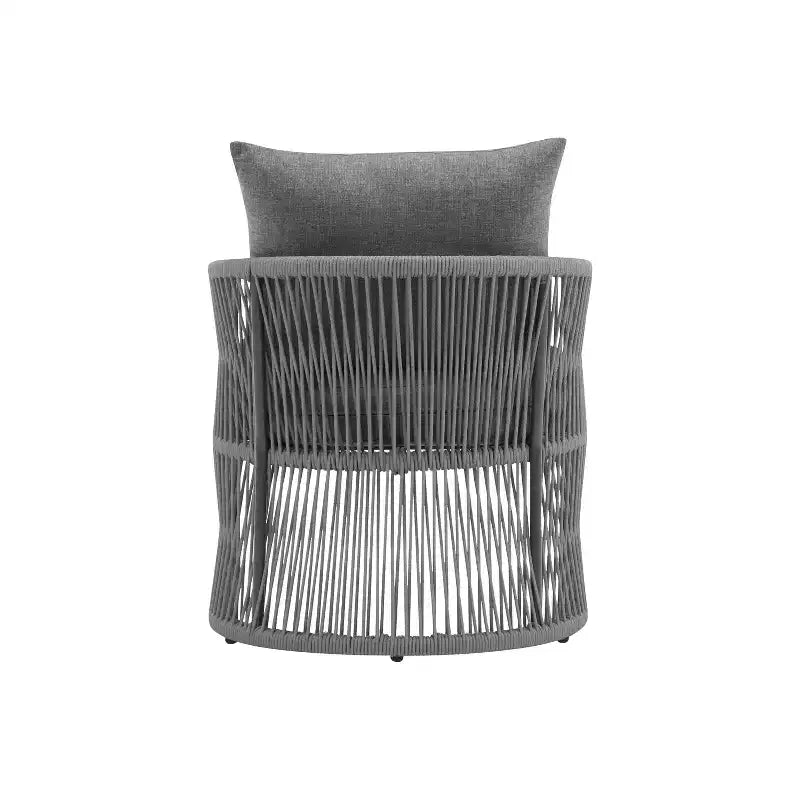 Sedia da salotto/poltrona da patio 24W con schienale curvo, comfort imbottito e design elegante a trama intrecciata, alluminio, Beige+Naturale/Grigio-ModernL