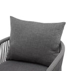 Sedia da salotto/poltrona da patio 24W con schienale curvo, comfort imbottito e design elegante a trama intrecciata, alluminio, Beige+Naturale/Grigio-ModernL