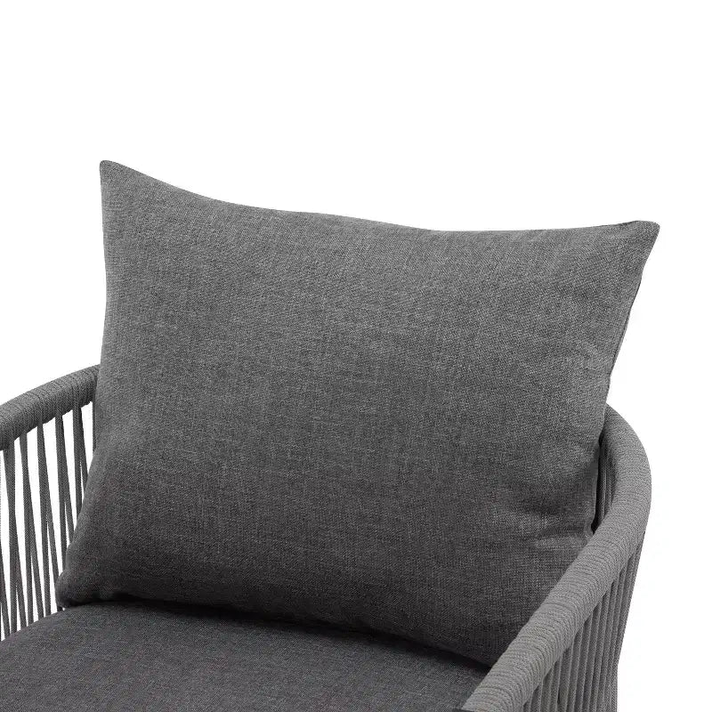Sedia da salotto/poltrona da patio 24W con schienale curvo, comfort imbottito e design elegante a trama intrecciata, alluminio, Beige+Naturale/Grigio-ModernL