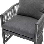 Sedia da salotto/poltrona da patio 24W con schienale curvo, comfort imbottito e design elegante a trama intrecciata, alluminio, Beige+Naturale/Grigio-ModernL